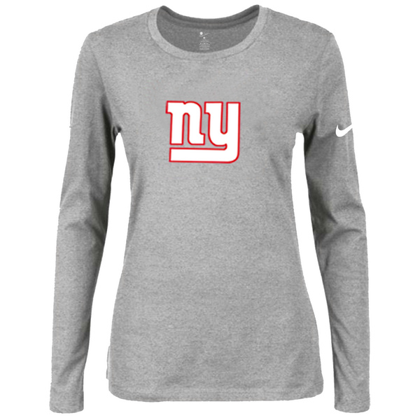 Nike New York Giants Women's Of The City Long Sleeve Tri Blend T Shirt Grey02 - Click Image to Close