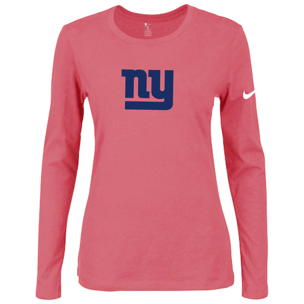 Nike New York Giants Women's Of The City Long Sleeve Tri Blend T Shirt Pink - Click Image to Close