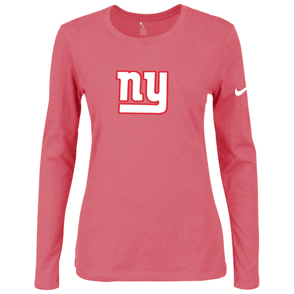Nike New York Giants Women's Of The City Long Sleeve Tri Blend T Shirt Pink02 - Click Image to Close