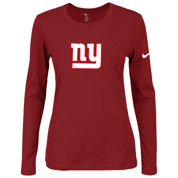 Nike New York Giants Women's Of The City Long Sleeve Tri Blend T Shirt Red