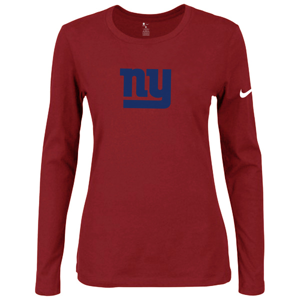 Nike New York Giants Women's Of The City Long Sleeve Tri Blend T Shirt Red02 - Click Image to Close