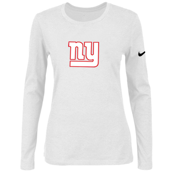 Nike New York Giants Women's Of The City Long Sleeve Tri Blend T Shirt White - Click Image to Close