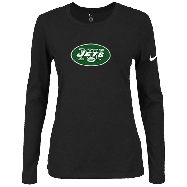 Nike New York Jets Women's Of The City Long Sleeve Tri Blend T Shirt Black