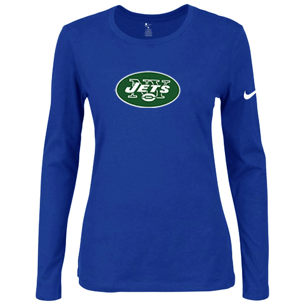 Nike New York Jets Women's Of The City Long Sleeve Tri Blend T Shirt Blue