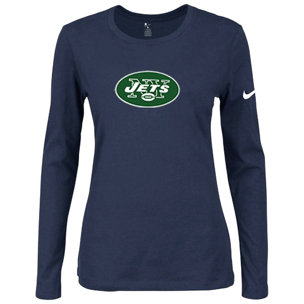 Nike New York Jets Women's Of The City Long Sleeve Tri Blend T Shirt D.Blue