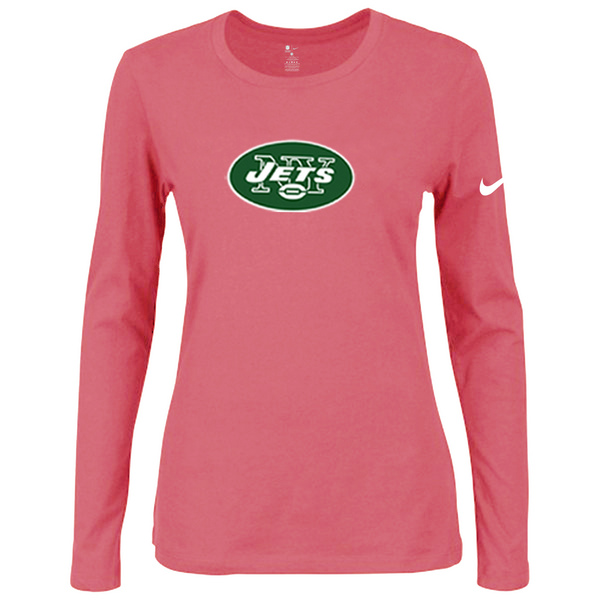 Nike New York Jets Women's Of The City Long Sleeve Tri Blend T Shirt Pink