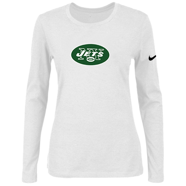 Nike New York Jets Women's Of The City Long Sleeve Tri Blend T Shirt White
