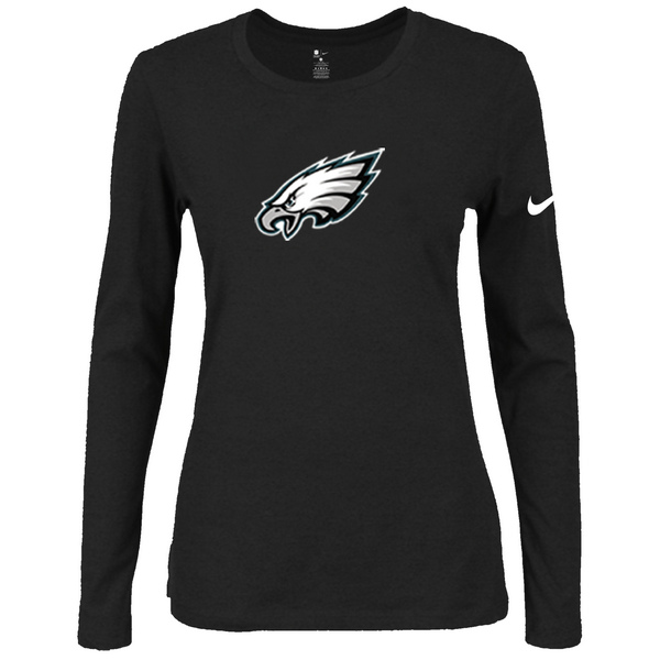 Nike Philadelphia Eagles Women's Of The City Long Sleeve Tri Blend T Shirt Black - Click Image to Close