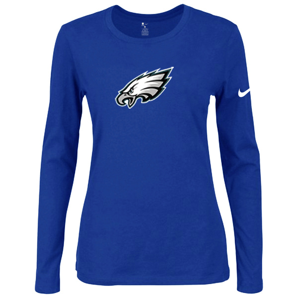 Nike Philadelphia Eagles Women's Of The City Long Sleeve Tri Blend T Shirt Blue