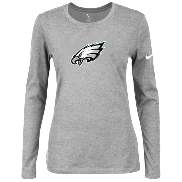 Nike Philadelphia Eagles Women's Of The City Long Sleeve Tri Blend T Shirt Grey