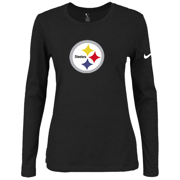 Nike Pittsburgh Steelers Women's Of The City Long Sleeve Tri Blend T Shirt Black - Click Image to Close