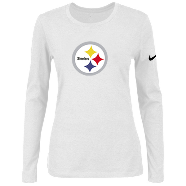 Nike Pittsburgh Steelers Women's Of The City Long Sleeve Tri Blend T Shirt White