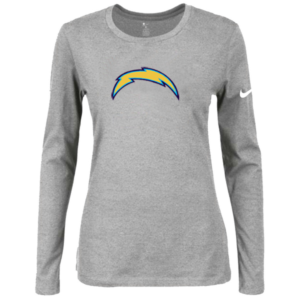 Nike San Diego Chargers Women's Of The City Long Sleeve Tri Blend T Shirt Grey