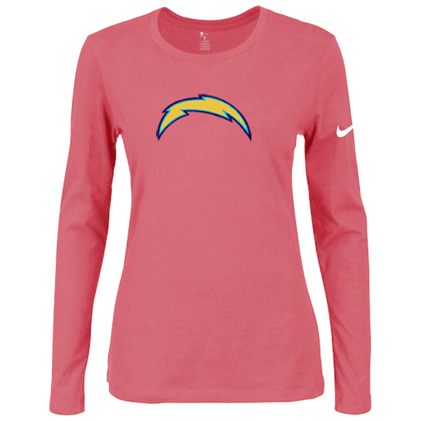 Nike San Diego Chargers Women's Of The City Long Sleeve Tri Blend T Shirt Pink - Click Image to Close