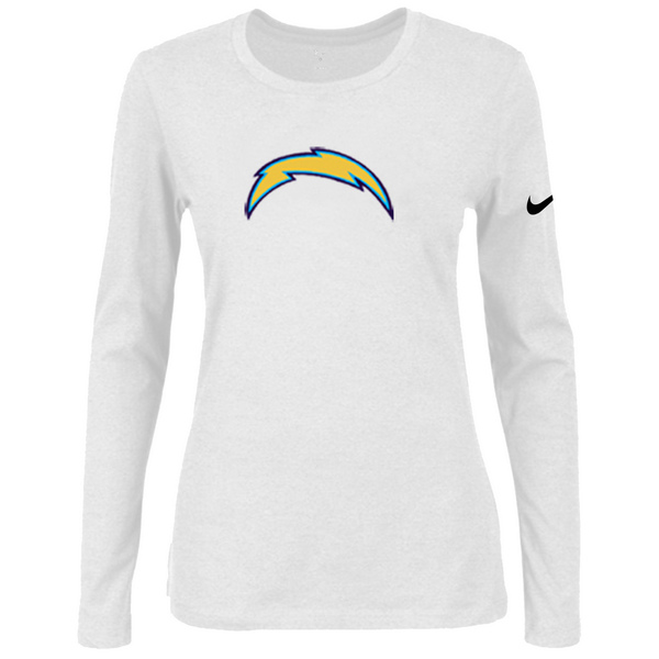 Nike San Diego Chargers Women's Of The City Long Sleeve Tri Blend T Shirt White - Click Image to Close