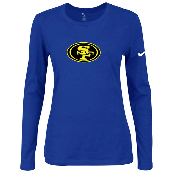 Nike San Francisco 49ers Women's Of The City Long Sleeve Tri Blend T Shirt Blue - Click Image to Close