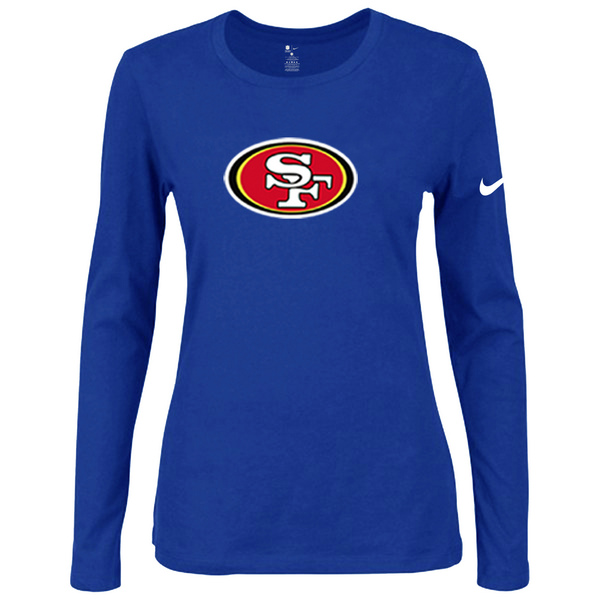 Nike San Francisco 49ers Women's Of The City Long Sleeve Tri Blend T Shirt Blue02 - Click Image to Close