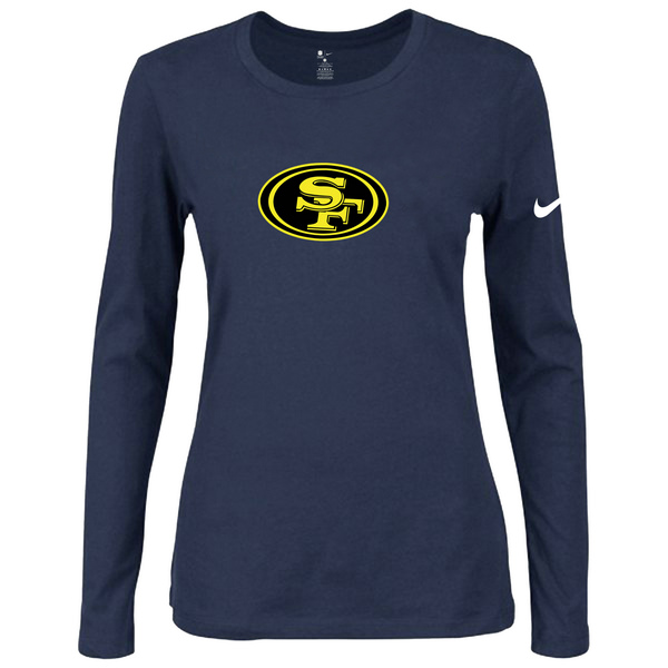 Nike San Francisco 49ers Women's Of The City Long Sleeve Tri Blend T Shirt D.Blue - Click Image to Close