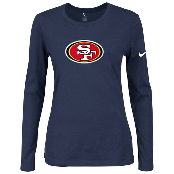 Nike San Francisco 49ers Women's Of The City Long Sleeve Tri Blend T Shirt D.Blue02
