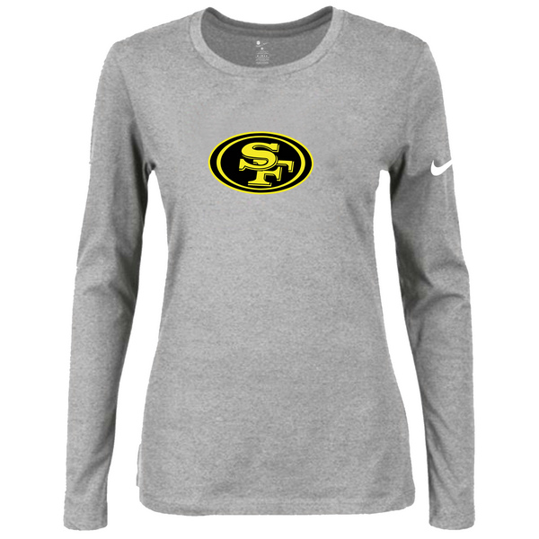 Nike San Francisco 49ers Women's Of The City Long Sleeve Tri Blend T Shirt Grey - Click Image to Close
