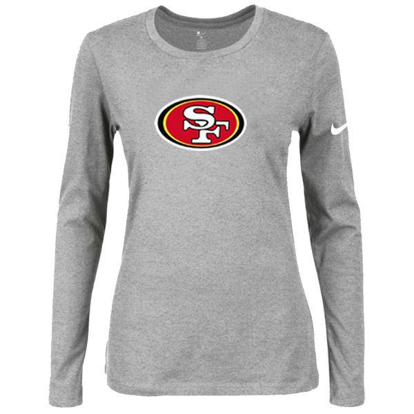 Nike San Francisco 49ers Women's Of The City Long Sleeve Tri Blend T Shirt Grey02