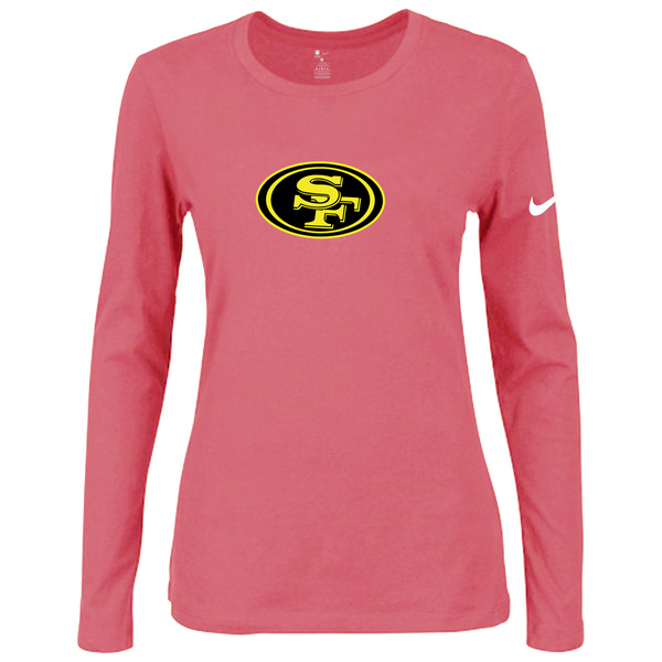 Nike San Francisco 49ers Women's Of The City Long Sleeve Tri Blend T Shirt Pink - Click Image to Close