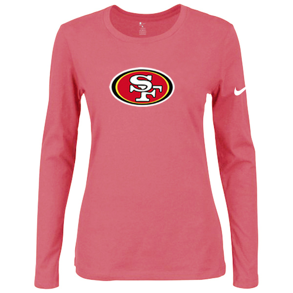 Nike San Francisco 49ers Women's Of The City Long Sleeve Tri Blend T Shirt Pink02 - Click Image to Close