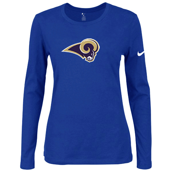 Nike St.Louis Rams Women's Of The City Long Sleeve Tri Blend T Shirt Blue