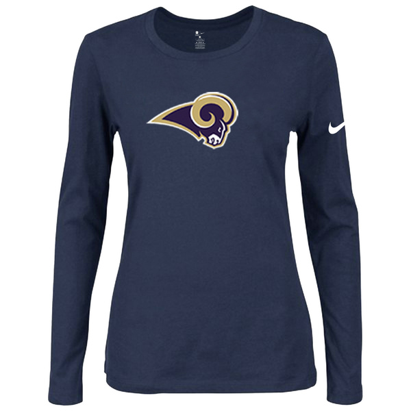 Nike St.Louis Rams Women's Of The City Long Sleeve Tri Blend T Shirt D.Blue - Click Image to Close