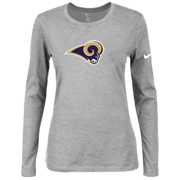 Nike St.Louis Rams Women's Of The City Long Sleeve Tri Blend T Shirt Grey - Click Image to Close