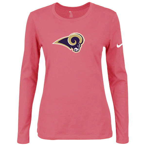 Nike St.Louis Rams Women's Of The City Long Sleeve Tri Blend T Shirt Pink - Click Image to Close