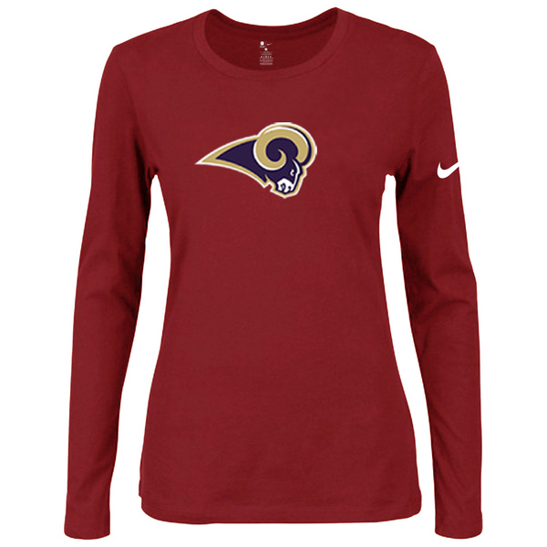 Nike St.Louis Rams Women's Of The City Long Sleeve Tri Blend T Shirt Red - Click Image to Close