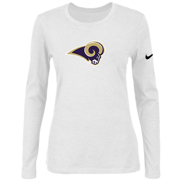 Nike St.Louis Rams Women's Of The City Long Sleeve Tri Blend T Shirt White - Click Image to Close