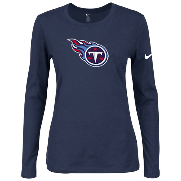 Nike Tennessee Titans Women's Of The City Long Sleeve Tri Blend T Shirt D.Blue