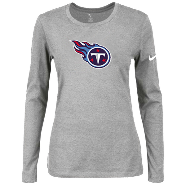 Nike Tennessee Titans Women's Of The City Long Sleeve Tri Blend T Shirt Grey