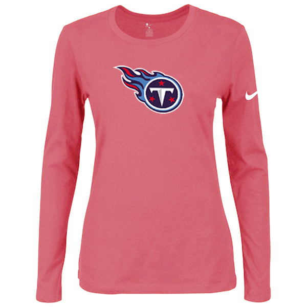 Nike Tennessee Titans Women's Of The City Long Sleeve Tri Blend T Shirt Pink