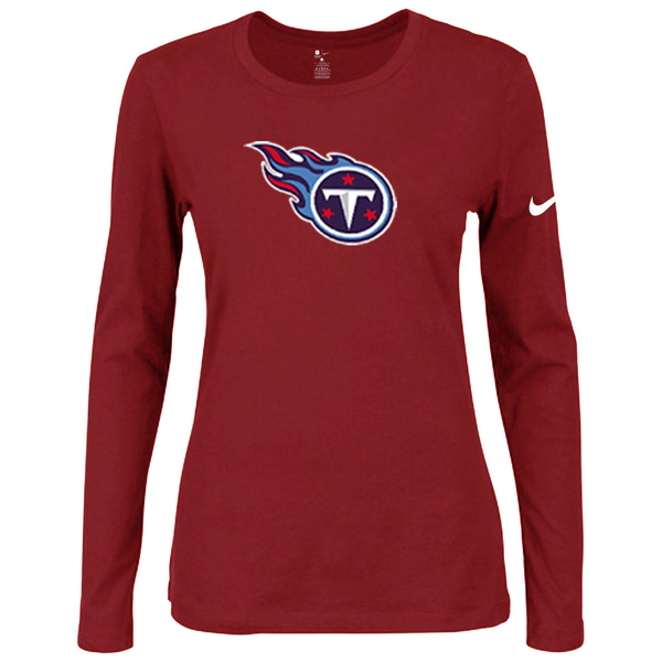Nike Tennessee Titans Women's Of The City Long Sleeve Tri Blend T Shirt Red