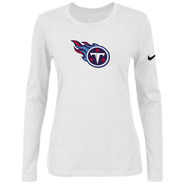 Nike Tennessee Titans Women's Of The City Long Sleeve Tri Blend T Shirt White - Click Image to Close