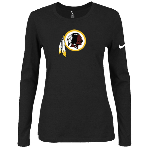 Nike Washington Redskins Women's Of The City Long Sleeve Tri Blend T Shirt Black - Click Image to Close