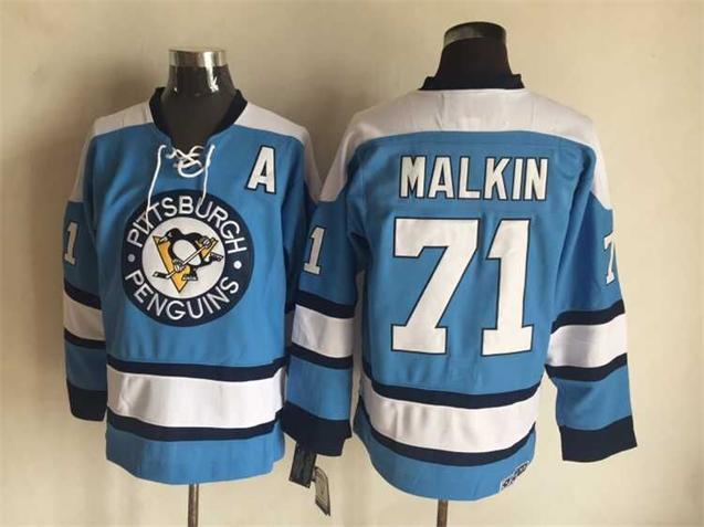 Penguins 71 Evgeni Malkin Light Blue Reebok Jersey - Click Image to Close