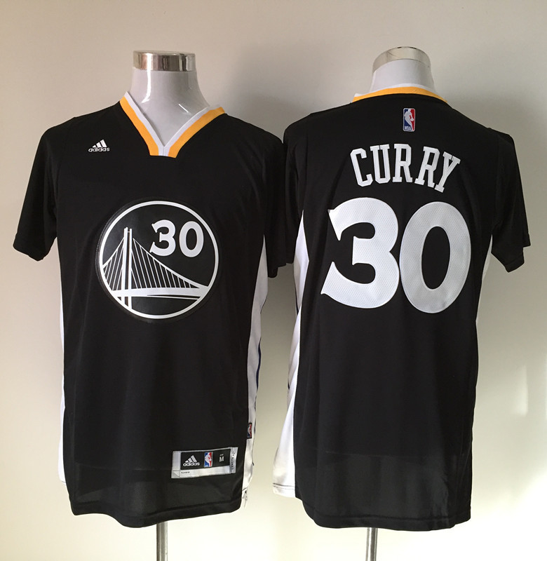 Warriors 30 Stephen Curry Black Short Sleeve Jersey