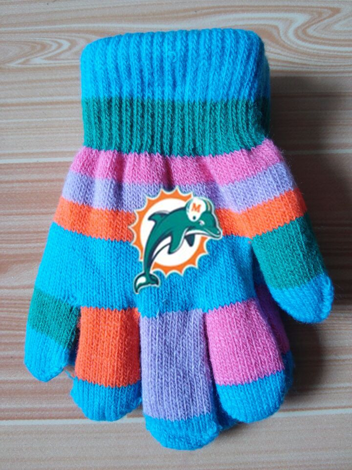 Dolphins Kids Knit Gloves2