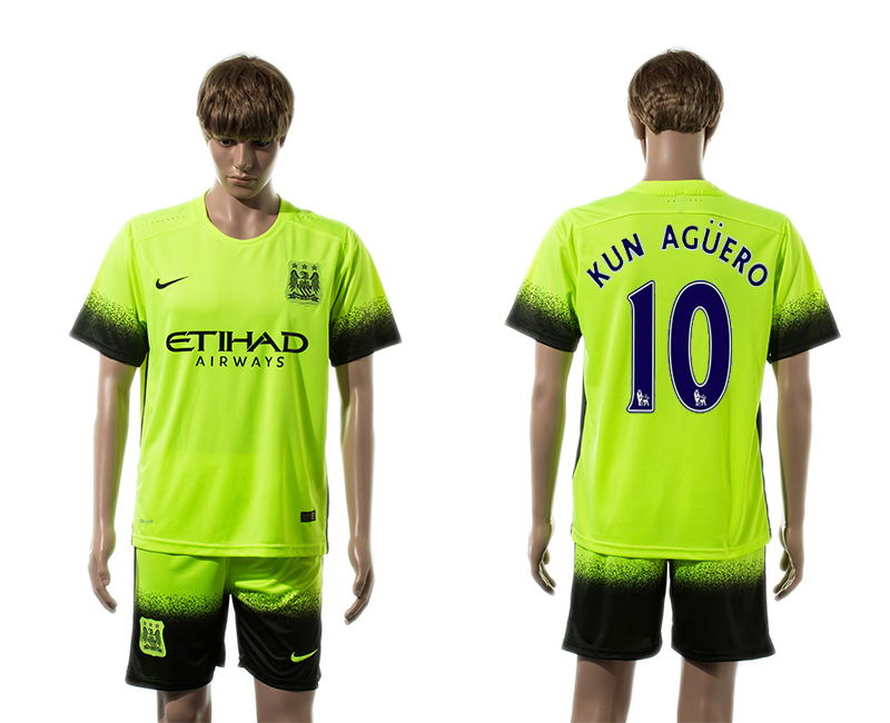 2015-16 Manchester City 10 KUN AGUERO Third Away Jersey