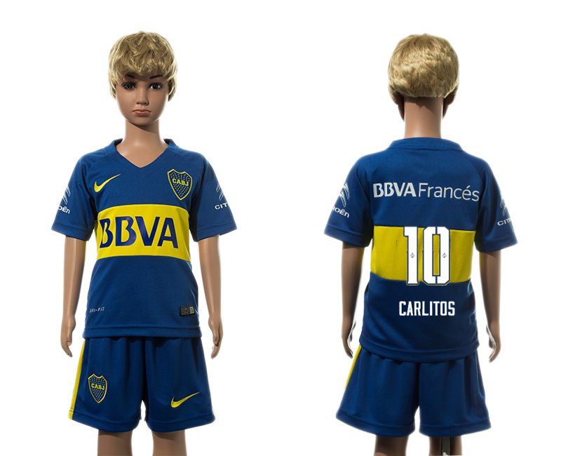 2015-16 Boca Juniors 10 CARLITOS Home Youth Jersey