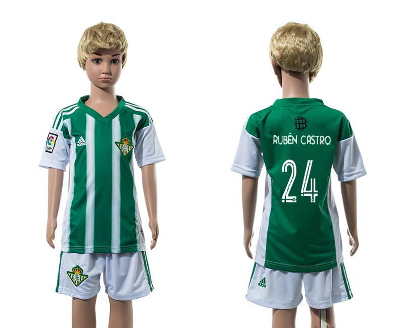 2015-16 Real Betis 24 RUBEN CASTRO Home Youth Jersey