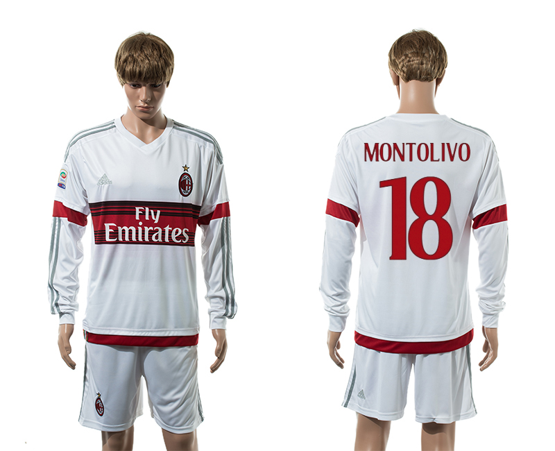 2015-16 AC Milan 18 MONTOLIVO Away Long Sleeve Jersey