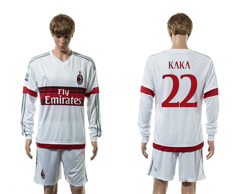 2015-16 AC Milan 22 KAKA Away Long Sleeve Jersey