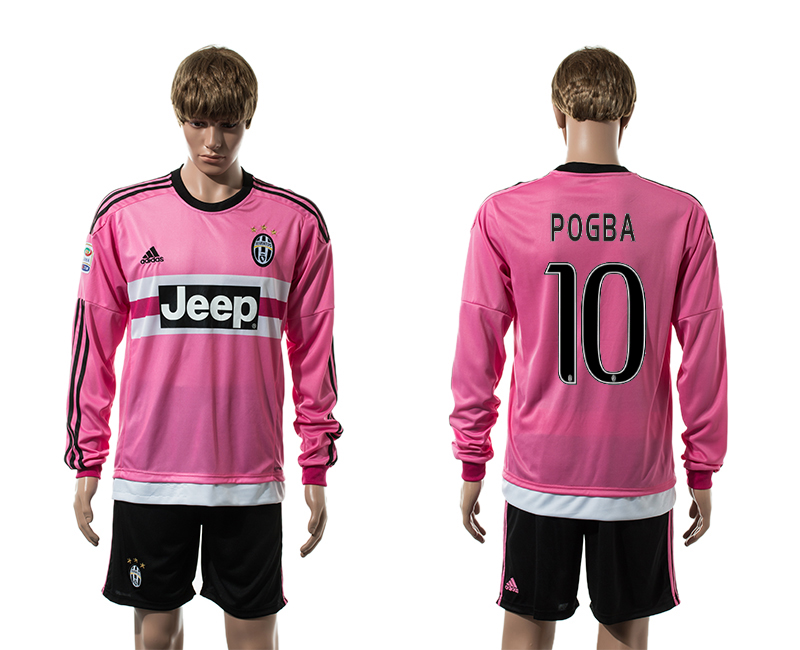 2015-16 Juventus 10 POGBA Away Long Sleeve Jersey