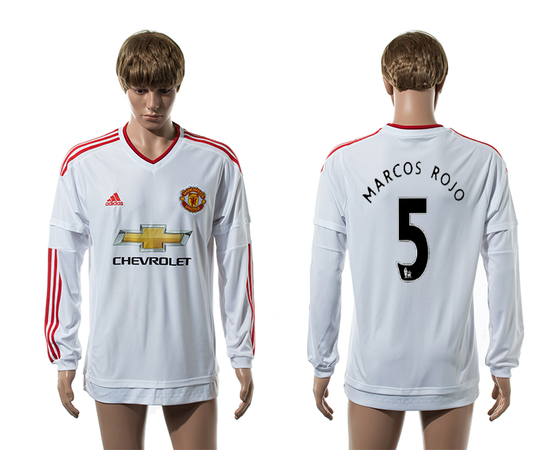 2015-16 Manchester United 5 MARCOS ROJO Away Long Sleeve Thailand Jersey