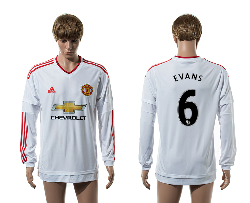 2015-16 Manchester United 6 EVANS Away Long Sleeve Thailand Jersey